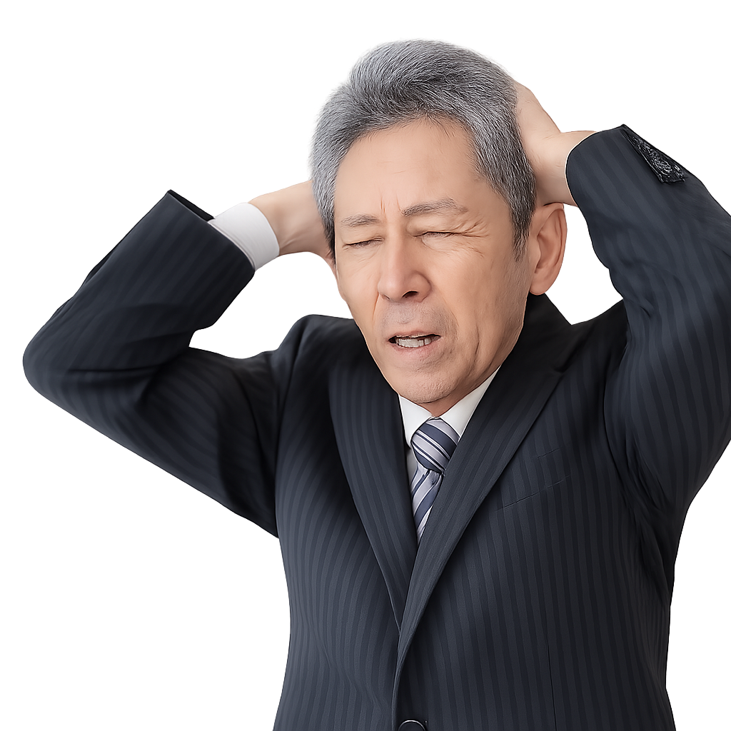 困った表情のビジネスマン